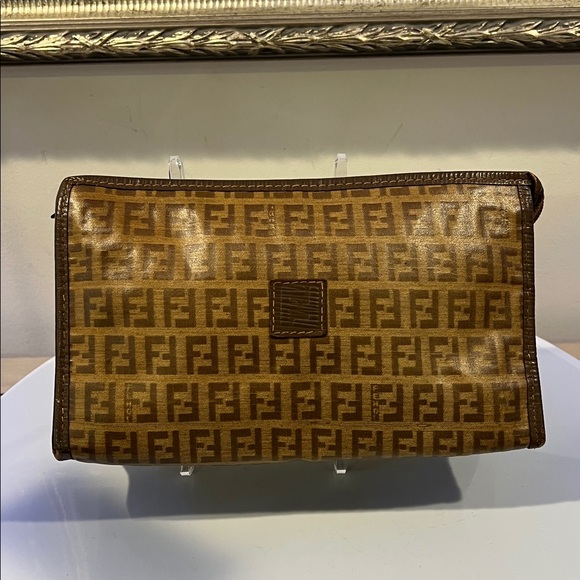 Fendi Handbags - FENDI Crystal Zucca Large Clutch / Pouch Vintage